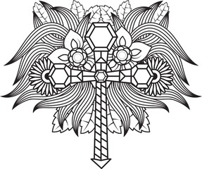 jesus cross in floral design, Catholic christian cross
