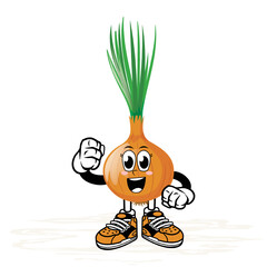 Vegetable cute characters with kawaii faces cartoon illustration. onion character.