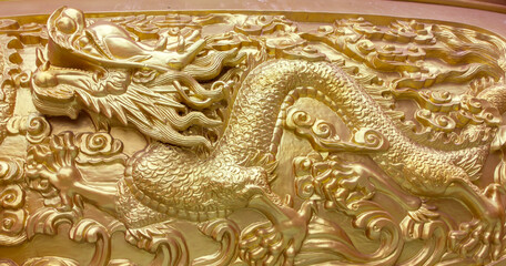 Beautiful Dragon Sculpture ,The  dragon is a mythical creature in China(Nacha Sa Thai Chue Shrine or Naja Shrine) Bang Sean, Chonburi, Thailand