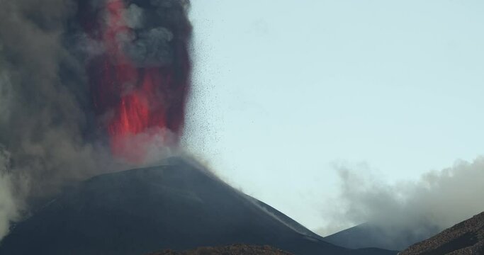 Detail of Mount Etna's paroxysm