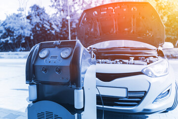 Car conditioning air ac repair service. Check automotive vehicle conditioning system and refill...