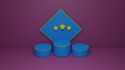 3D round podium product display platform with magenta background