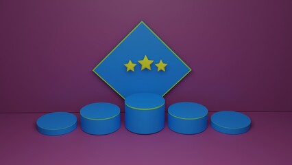 3D round podium product display platform with magenta background