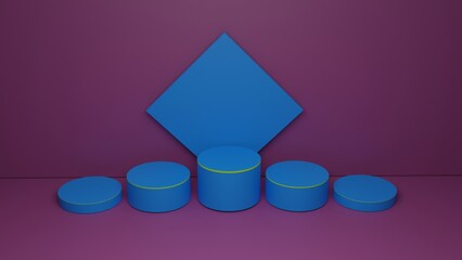 3D round podium product display platform with magenta background
