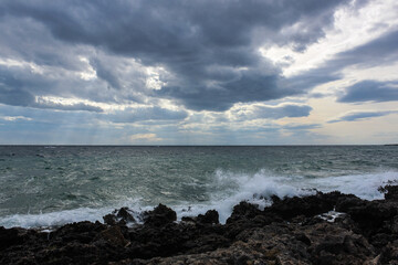 storm clouds over the sea in italy