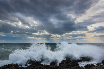 storm clouds over the sea in italy