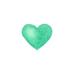 Stylish watercolor green heart in a childish style. Hand-drawn elements for textiles, fabric, wallpaper, stationery, posters, prints, invitations, cards, baby shower, nursery graphics.