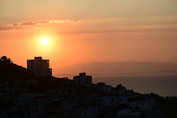 Beautiful sunset view of İzmir Gulf from Narlidere