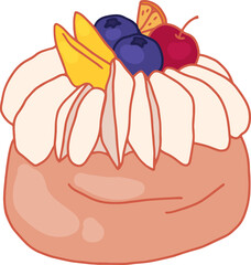 pink cake with fruit