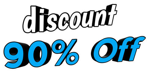 3d render of a symbol Discount 90% Off text in business promotion concept banner elements