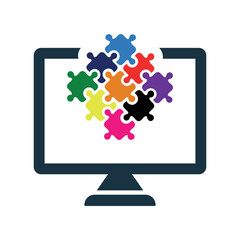 Controller, solution, puzzle, game icon. Simple flat design Concept.