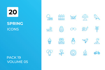 Spring icons collection. Set contains such Icons as animals, backpack, bee, more 