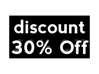 Discount 30% Off text in black box for business promotion concept banner elements