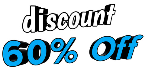 3d render of a symbol Discount 60% Off text in business promotion concept banner elements