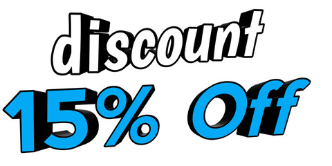 3d render of a symbol Discount 15% Off text in business promotion concept banner elements