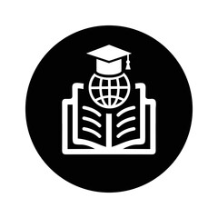 Global, knowledge, learning, education icon. Black vector sketch.