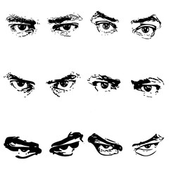 A set of male eyes in black and white