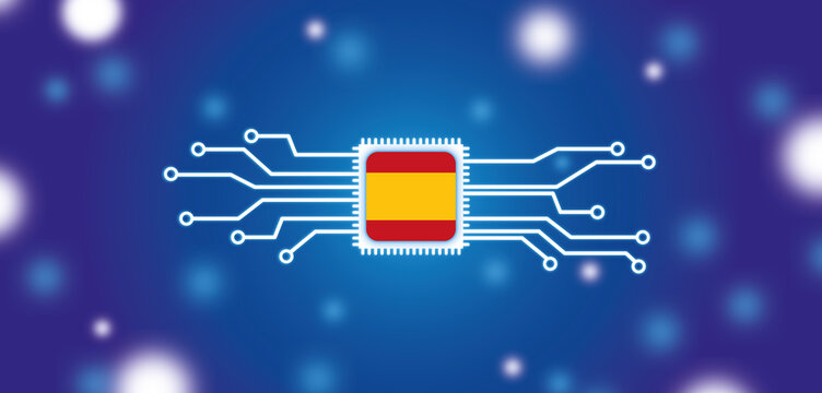 Chip mit der Flagge von Spanien