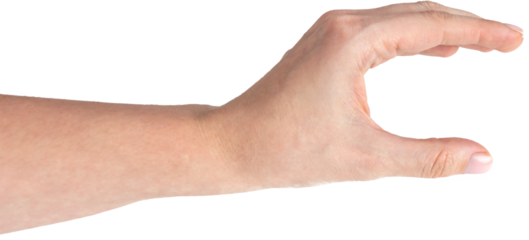 Female hand holding something, empty gesture template