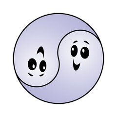 Yin Yang Twin Ghosts - Halloween Spirits - Happy Smiley Face