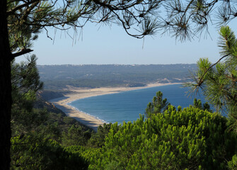 Fototapeta na wymiar Seascape in the Natural Park Arriba Fossil of Caparica during summer. South Lisboa. Portugal.