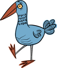 Funny seagull in cartoon style.