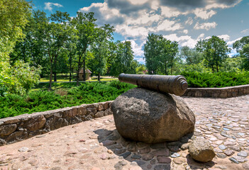 Cannon in the mediaeval fortress in old public park