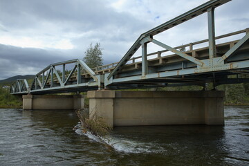 Road bridge over Lower Rancheria River on Alaska Highway in British Columbia,Canada,North America
