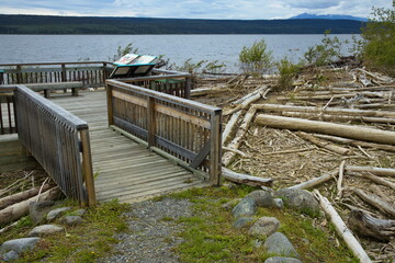 Fototapeta na wymiar Viewing point at Teslin Lake in Yukon,Canada,North America 