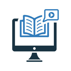 Tutorial, elearning, multimedia, ebook, video icon. Simple vector sketch.
