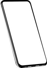 Smartphone modern realistic design mock up with an empty blank white screen, front view, illustration cutout and isolated on white
