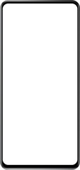 Smartphone modern realistic design mock up with an empty blank white screen, front view, illustration cutout and isolated on white