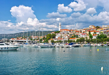 Fototapeta na wymiar View over the small city of Crikvenica in Croatia