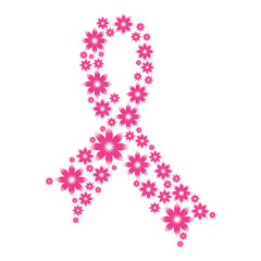Breast cancer symbol with flowers