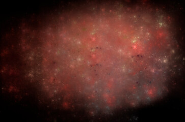 Fractals, an abstract defocused background with a red nebula on a black horizontal background