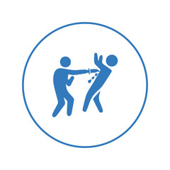 Criminal people holding knife icon | Circle version icon |