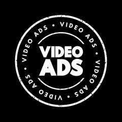 Video Ads text stamp, concept background