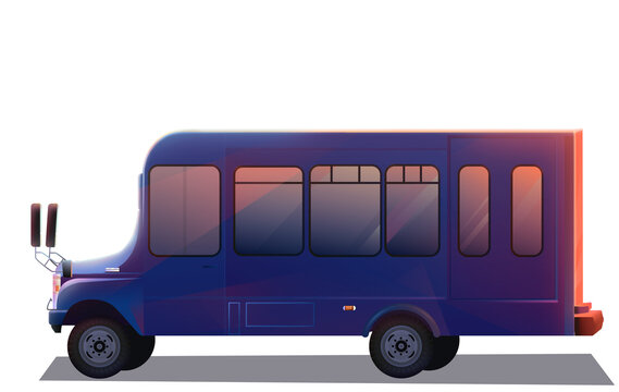 School bus illustration 2d car driver