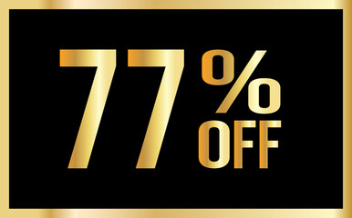 77% discount. Golden numbers with black background. Banner for shopping, print, web, sale illustration
