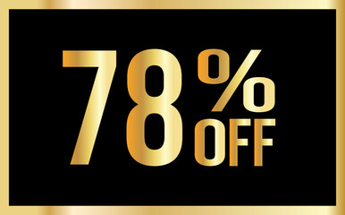 78% discount. Golden numbers with black background. Banner for shopping, print, web, sale illustration