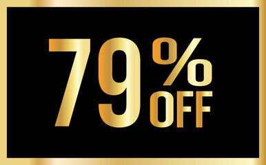 79% discount. Golden numbers with black background. Banner for shopping, print, web, sale illustration