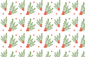 Tuinposter Christmas leves and berries pattern, background © Armine
