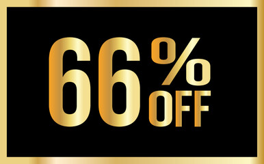 66% discount. Golden numbers with black background. Banner for shopping, print, web, sale illustration