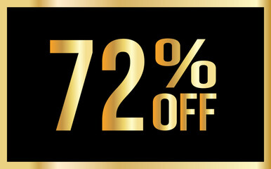 72% discount. Golden numbers with black background. Banner for shopping, print, web, sale illustration