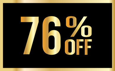  76% discount. Golden numbers with black background. Banner for shopping, print, web, sale illustration
