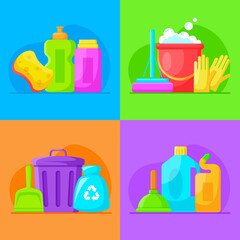 Set of cleaning icons. Vector illustration