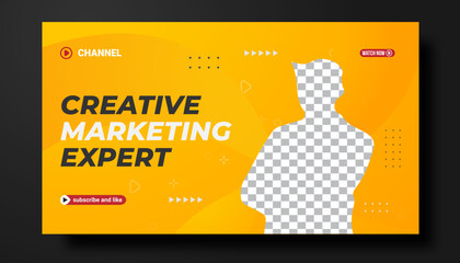 Creative business YouTube video thumbnail or social media web banner and corporate YouTube live stream video thumbnail design template	