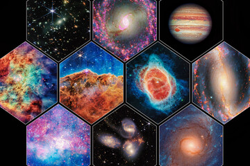 James Webb Space Telescope images collage © Stockbym