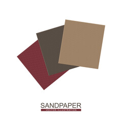 Sandpaper vector illustration. Sheets of sanding paper for needlework, woodwork. Needlework supplies isolated on white background