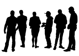 Big crowds people walking on white background